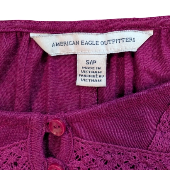 American Eagle Top Babydoll Y2K Womens S Bella Elena Layers Fairy Lace Magenta - Picture 8 of 10